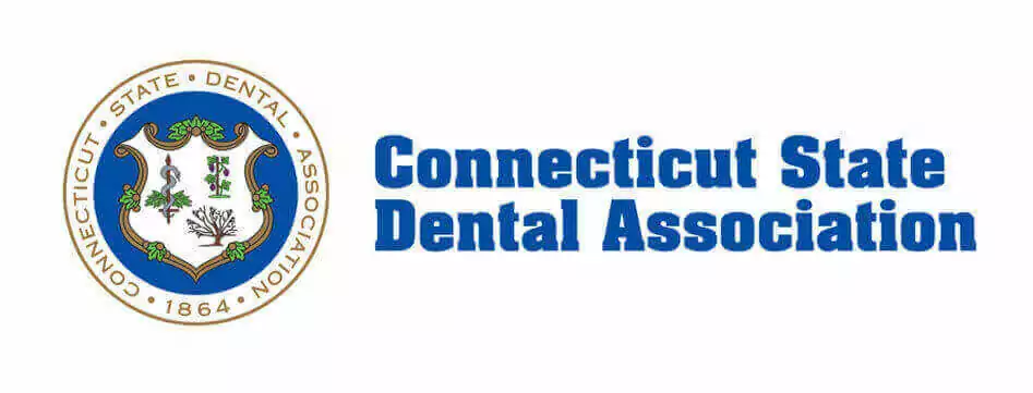 The logo of the Connecticut State Dental Association features a circular blue emblem with 